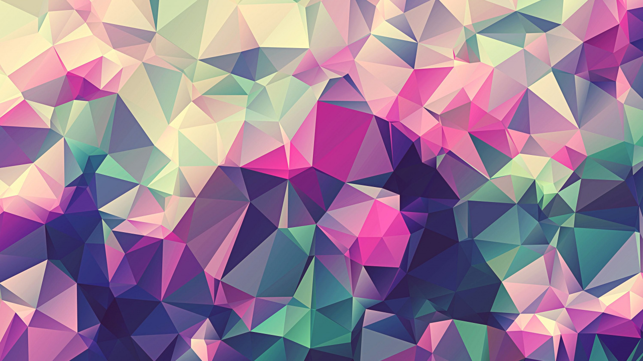 Обои полигон, узор, пурпур, треугольник, розовый в разрешении 1280x720