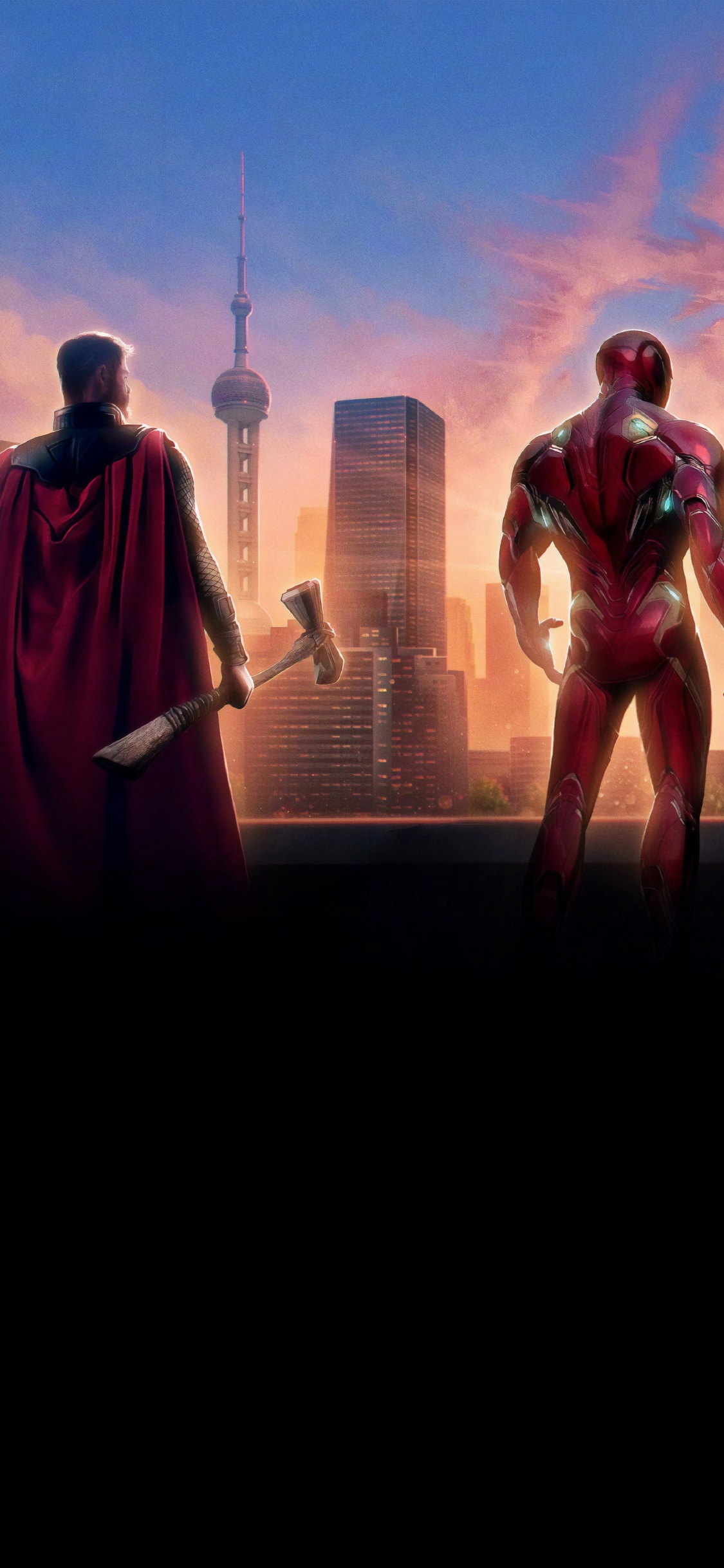 Обои Железный человек, мститель, сцена, команда, Представление в разрешении 1125x2436