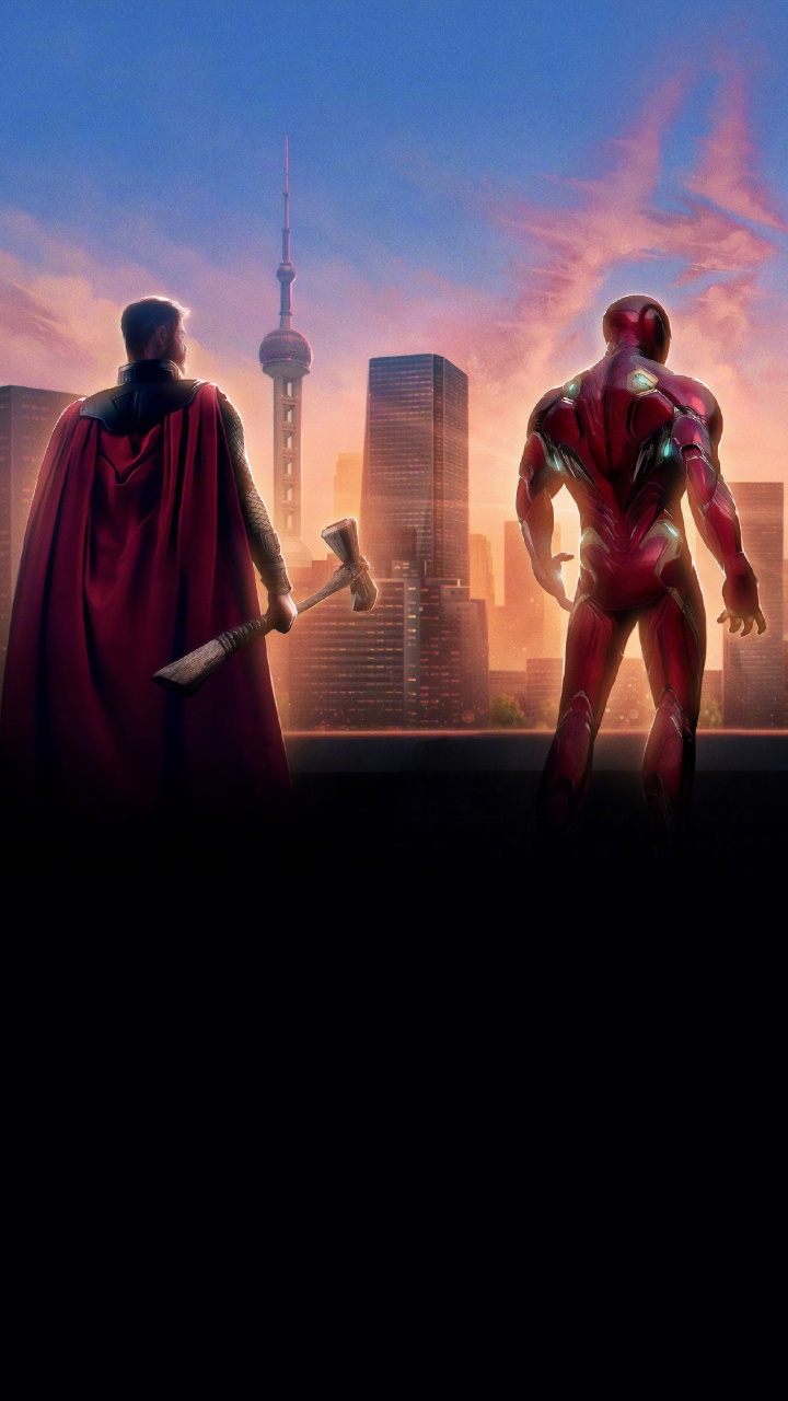 Обои Железный человек, мститель, сцена, команда, Представление в разрешении 720x1280