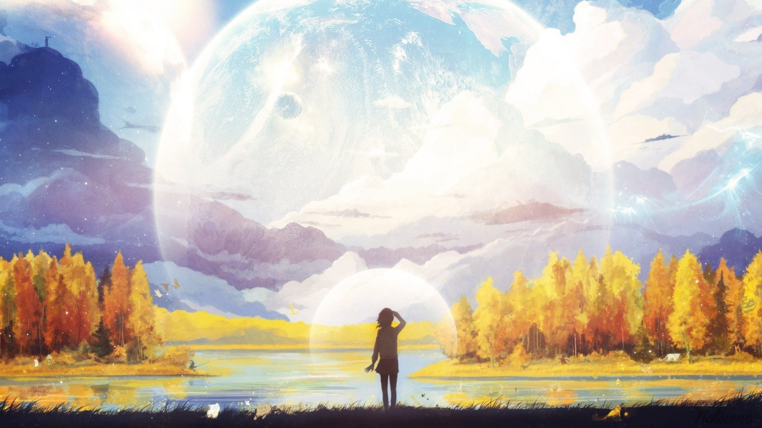 Обои природа, живопись, арт, акварельные краски, атмосфера в разрешении 2560x1440