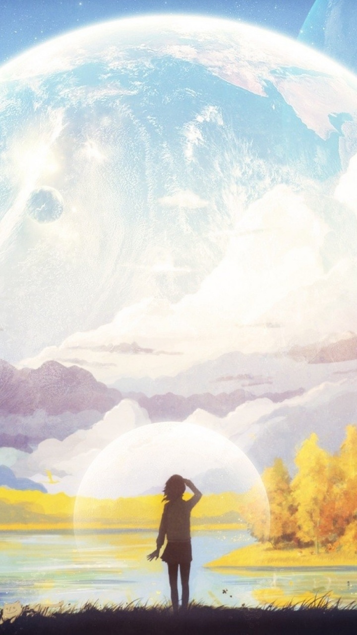 Обои природа, живопись, арт, акварельные краски, атмосфера в разрешении 720x1280