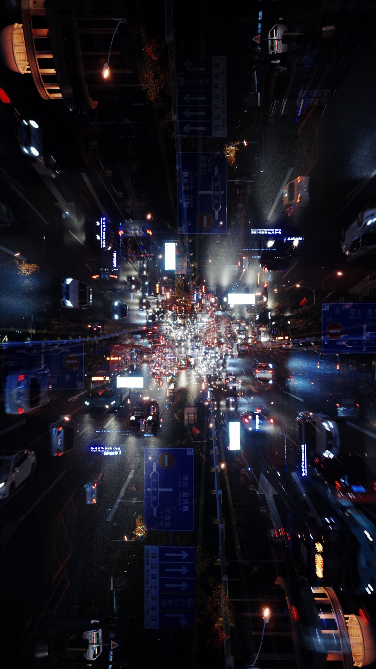 Обои ночь, трафик, городской район, город, метрополия в разрешении 750x1334