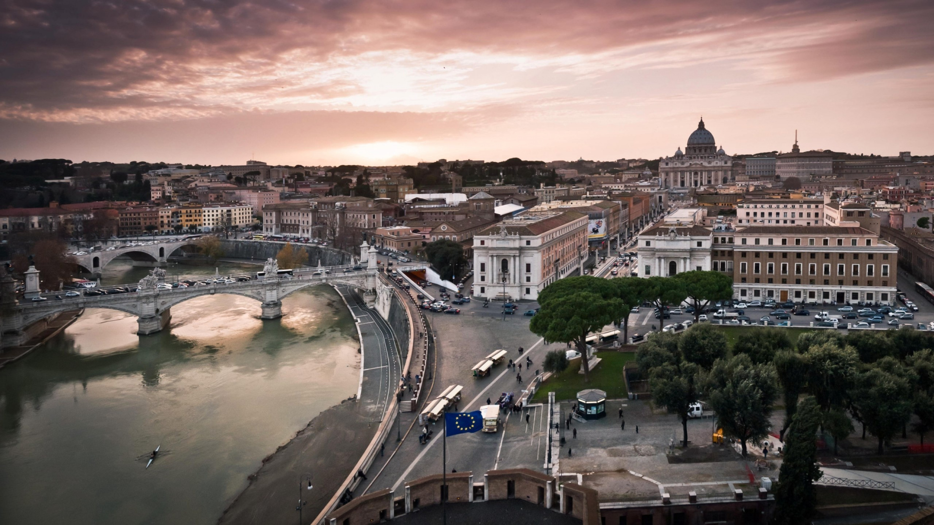 Обои город, городской пейзаж, городок, реки, городской район в разрешении 1920x1080