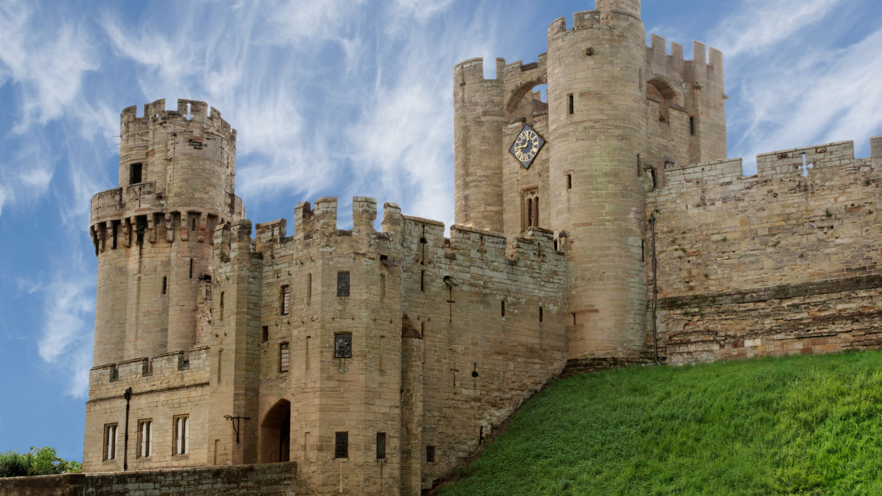 Обои Замок Уорвик, замок, средневековая архитектура, фортификация, историческое место в разрешении 1280x720