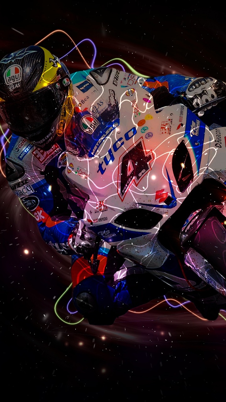 Обои мотоцикл, гонки на мотоциклах, suzuki, свет, графический дизайн в разрешении 720x1280