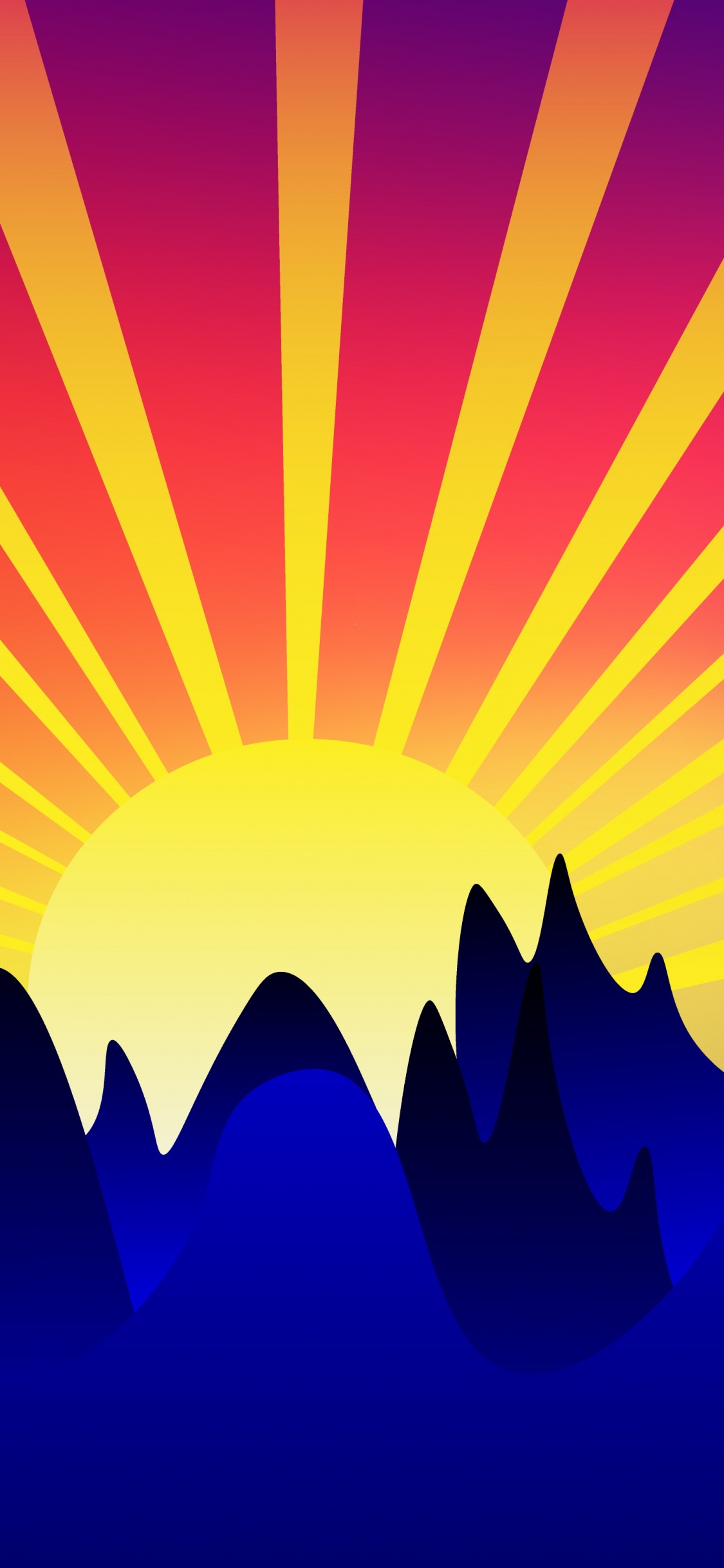 Обои восход солнца, векторная графика, закат, горизонт, флаг в разрешении 1125x2436