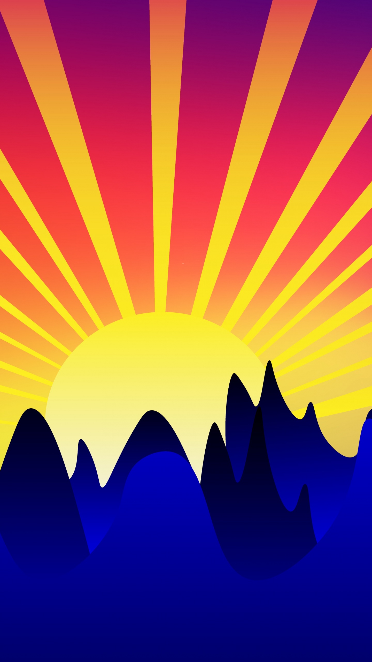 Обои восход солнца, векторная графика, закат, горизонт, флаг в разрешении 1440x2560