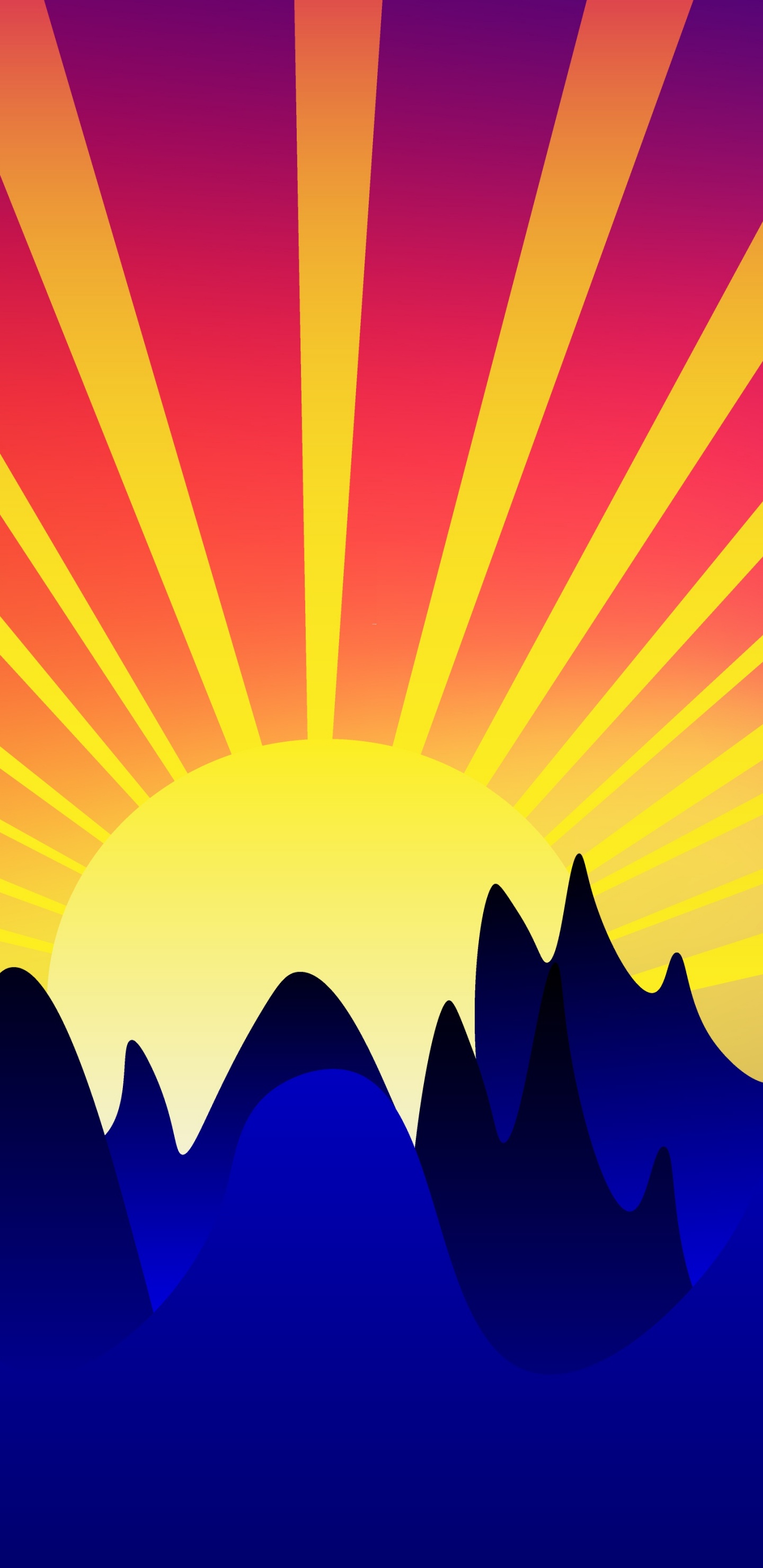 Обои восход солнца, векторная графика, закат, горизонт, флаг в разрешении 1440x2960