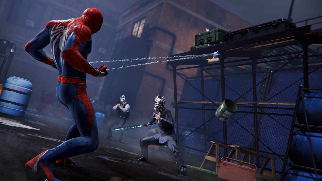 Обои человек-паук, супергерой, компьютерная игра, приключенческая игра, игры в разрешении 1366x768