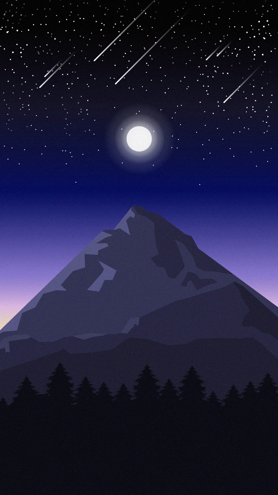 Обои горный рельеф, свет, небесное явление, гора, ночь в разрешении 1080x1920