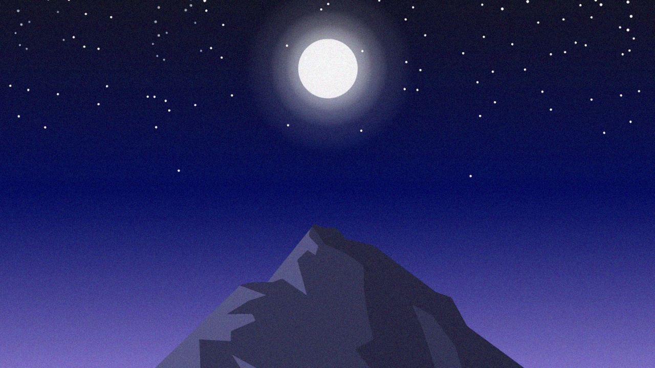 Обои горный рельеф, свет, небесное явление, гора, ночь в разрешении 1280x720