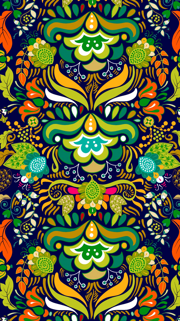 Обои узор, психоделическое искусство, симметрия, визуальное искусство, дизайн в разрешении 750x1334