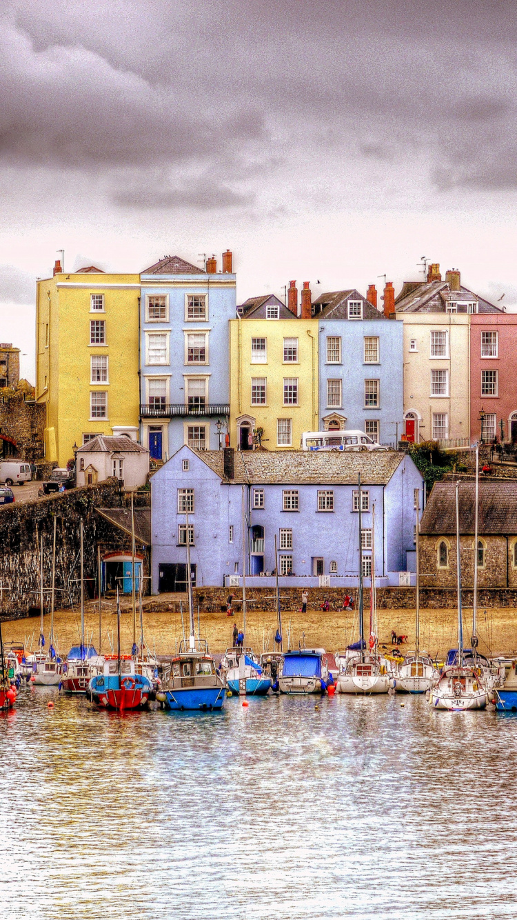 Обои город, гавань, вода, городок, водный путь в разрешении 750x1334