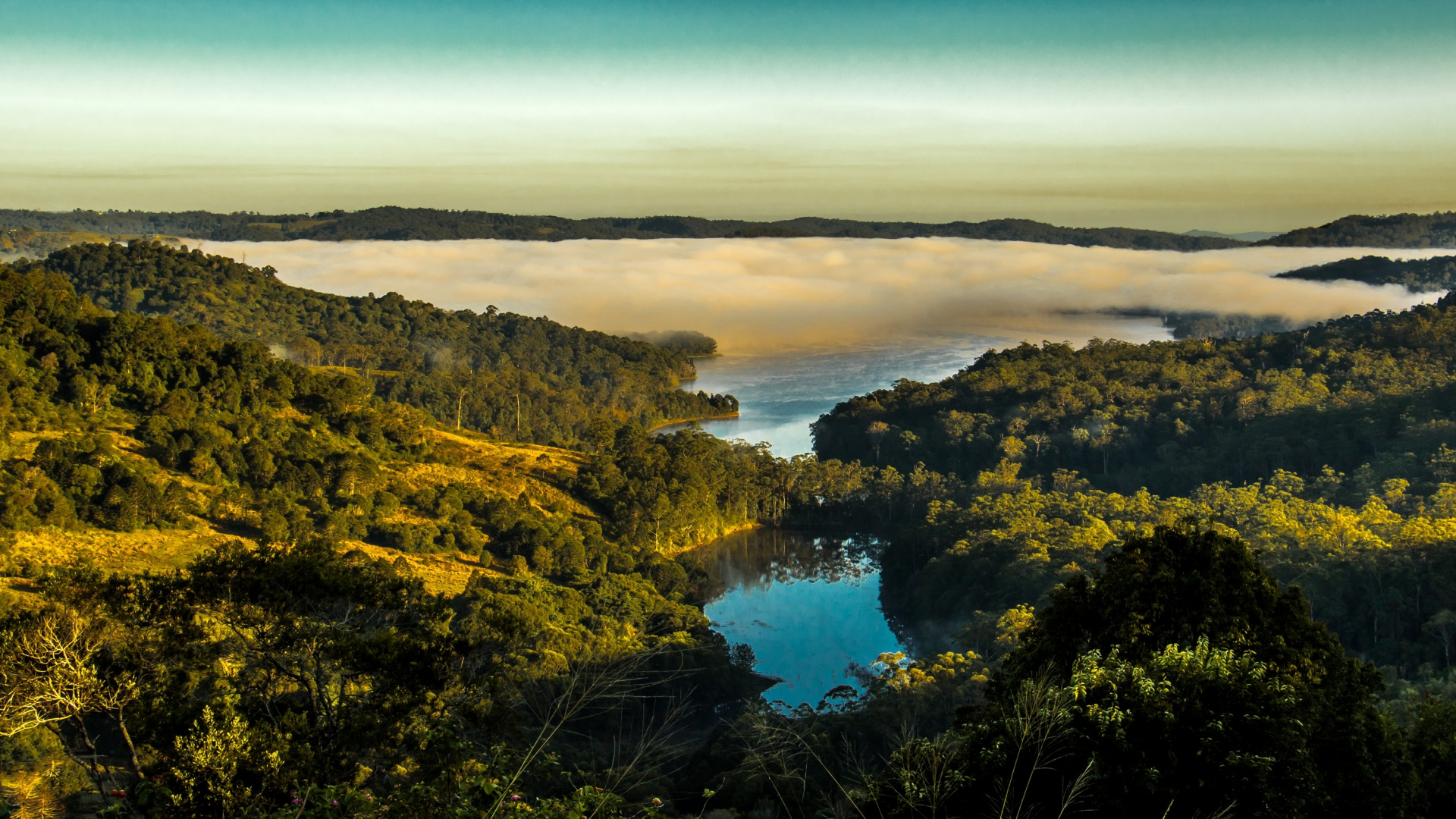 Обои природа, пейзаж, закат, живопись, вода в разрешении 1920x1080