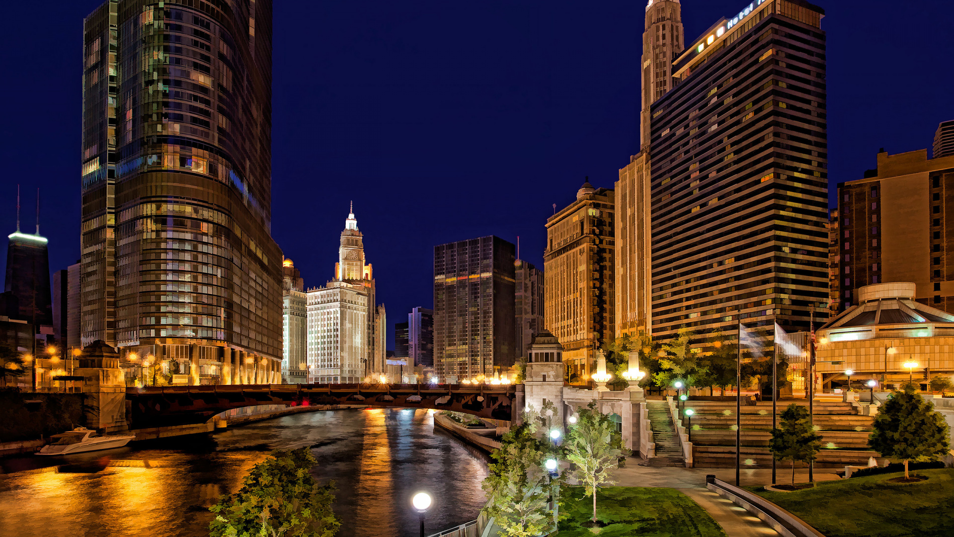 Обои Чикаго, город, городской пейзаж, городской район, метрополия в разрешении 1920x1080