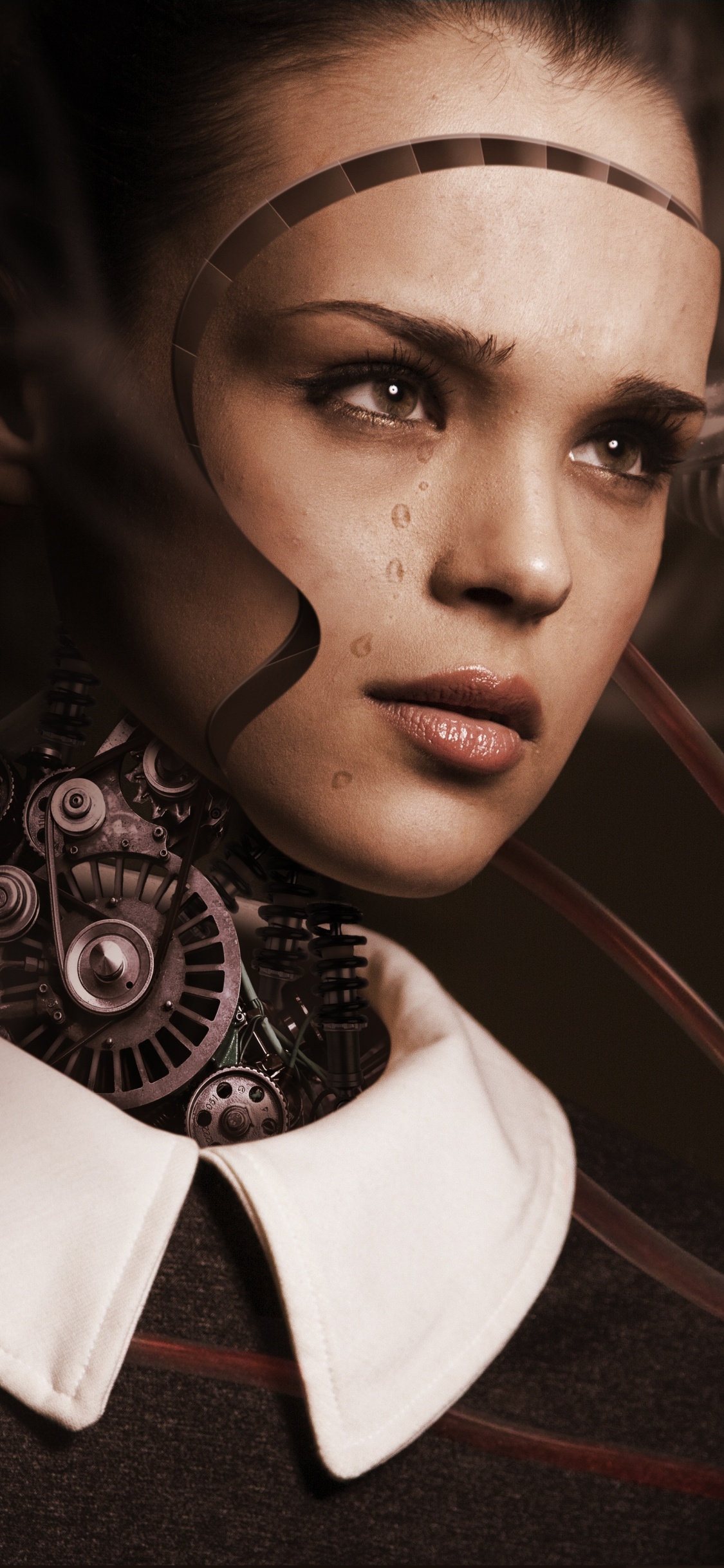 Обои Научная фантастика, робот, искусственный интеллект, лицо, бровь в разрешении 1125x2436