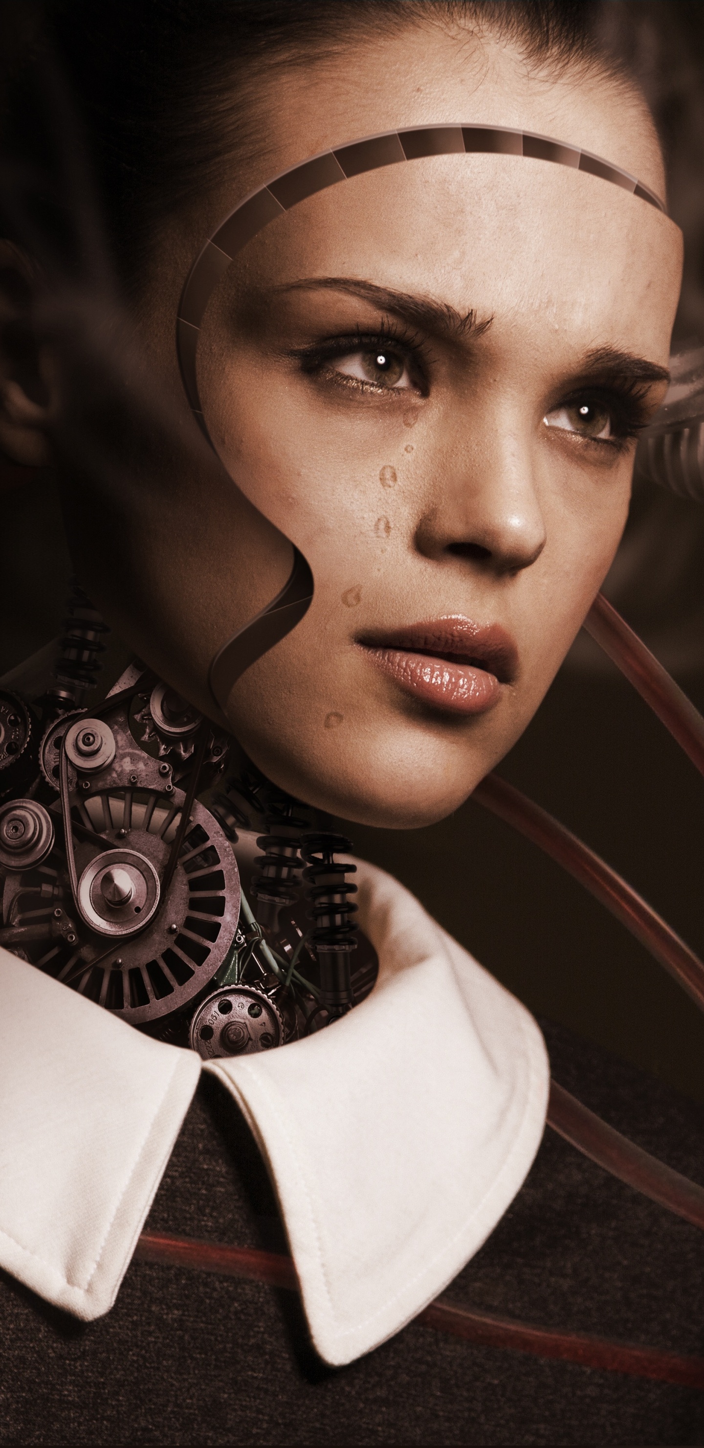 Обои Научная фантастика, робот, искусственный интеллект, лицо, бровь в разрешении 1440x2960
