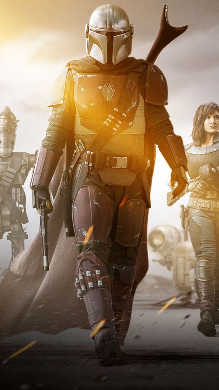 Обои Мандалорец, звездные войны, желтый, человек, Цифровой композитинг в разрешении 720x1280