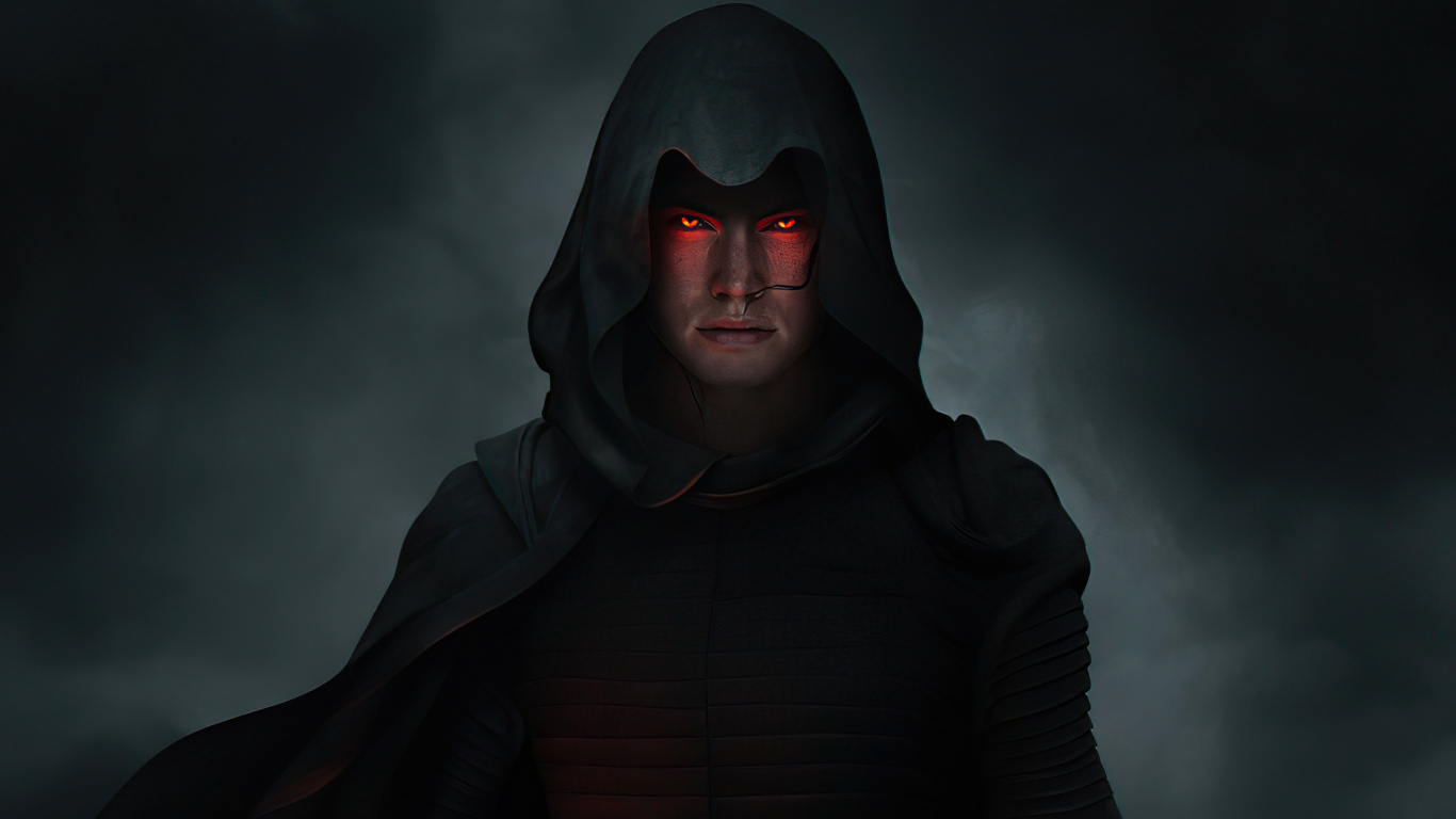 Обои темнота, Дарт Вейдер, Король, световой меч, Странные Вещи в разрешении 1366x768