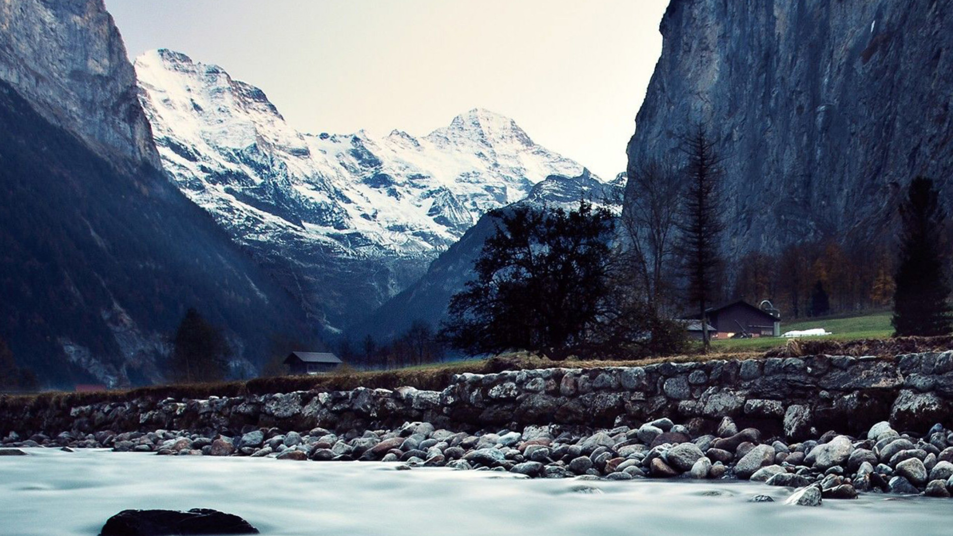 Обои водоем, природный ландшафт, природа, горный рельеф, гора в разрешении 1920x1080