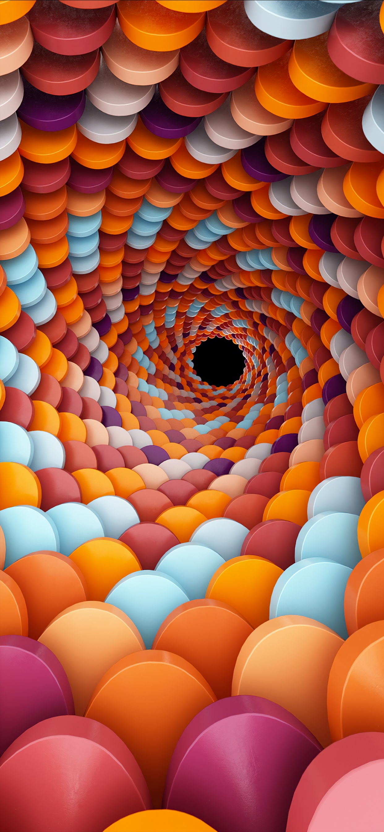 Обои Оранжевый цвет, красочность, свет, синий, лазурный в разрешении 1242x2688