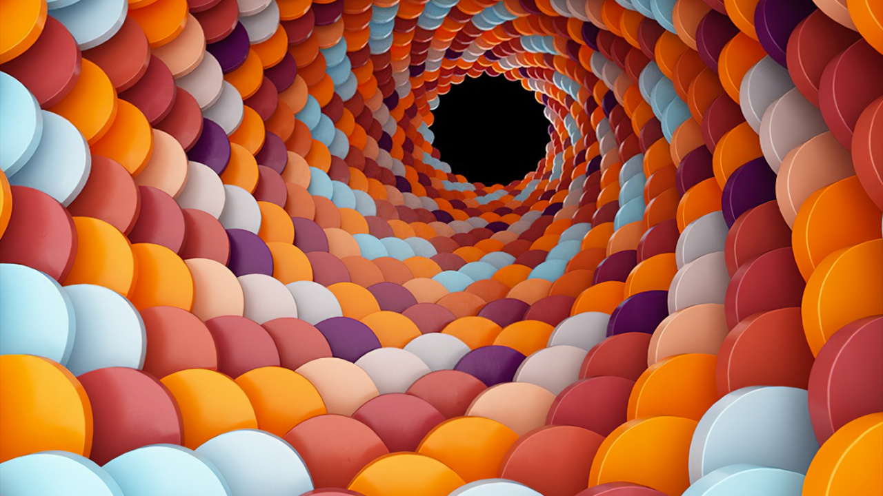 Обои Оранжевый цвет, красочность, свет, синий, лазурный в разрешении 1280x720