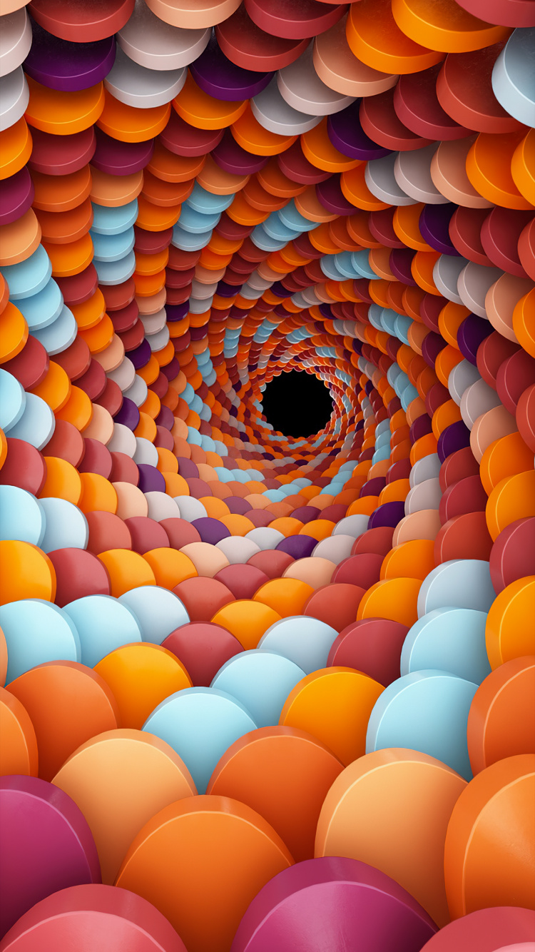 Обои Оранжевый цвет, красочность, свет, синий, лазурный в разрешении 750x1334