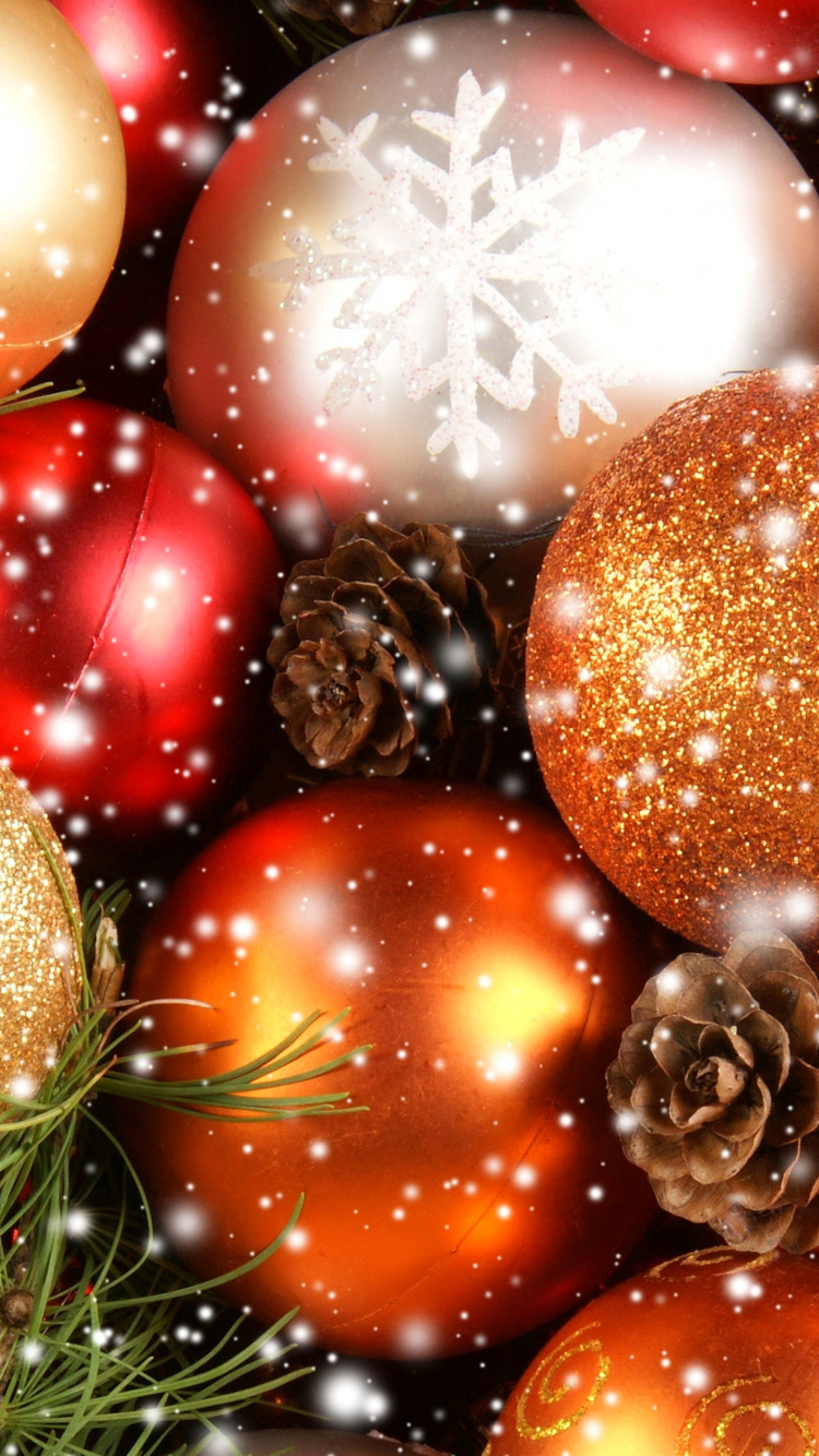 Обои Рождественский день, рождественский орнамент, Рождественские украшения, Рождество, праздник в разрешении 750x1334
