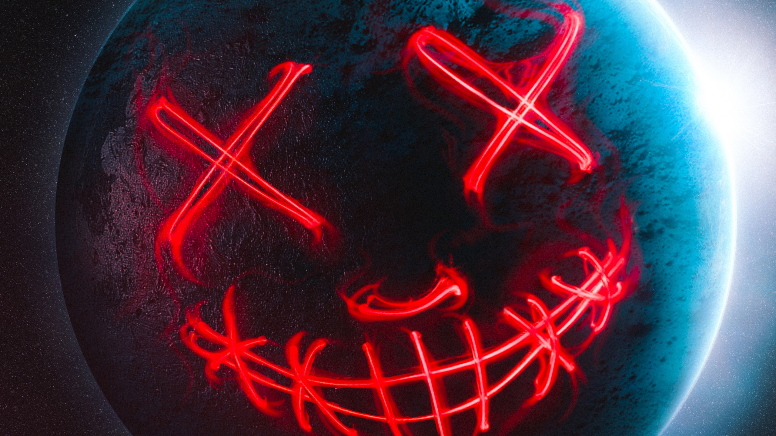 Обои круг, газ, электрик, неон, электронные табло в разрешении 2560x1440