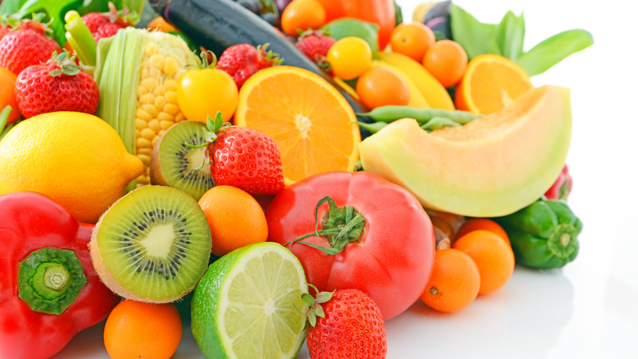 Обои фрукты, овощ, природные продукты, пища, суперфуд в разрешении 1280x720