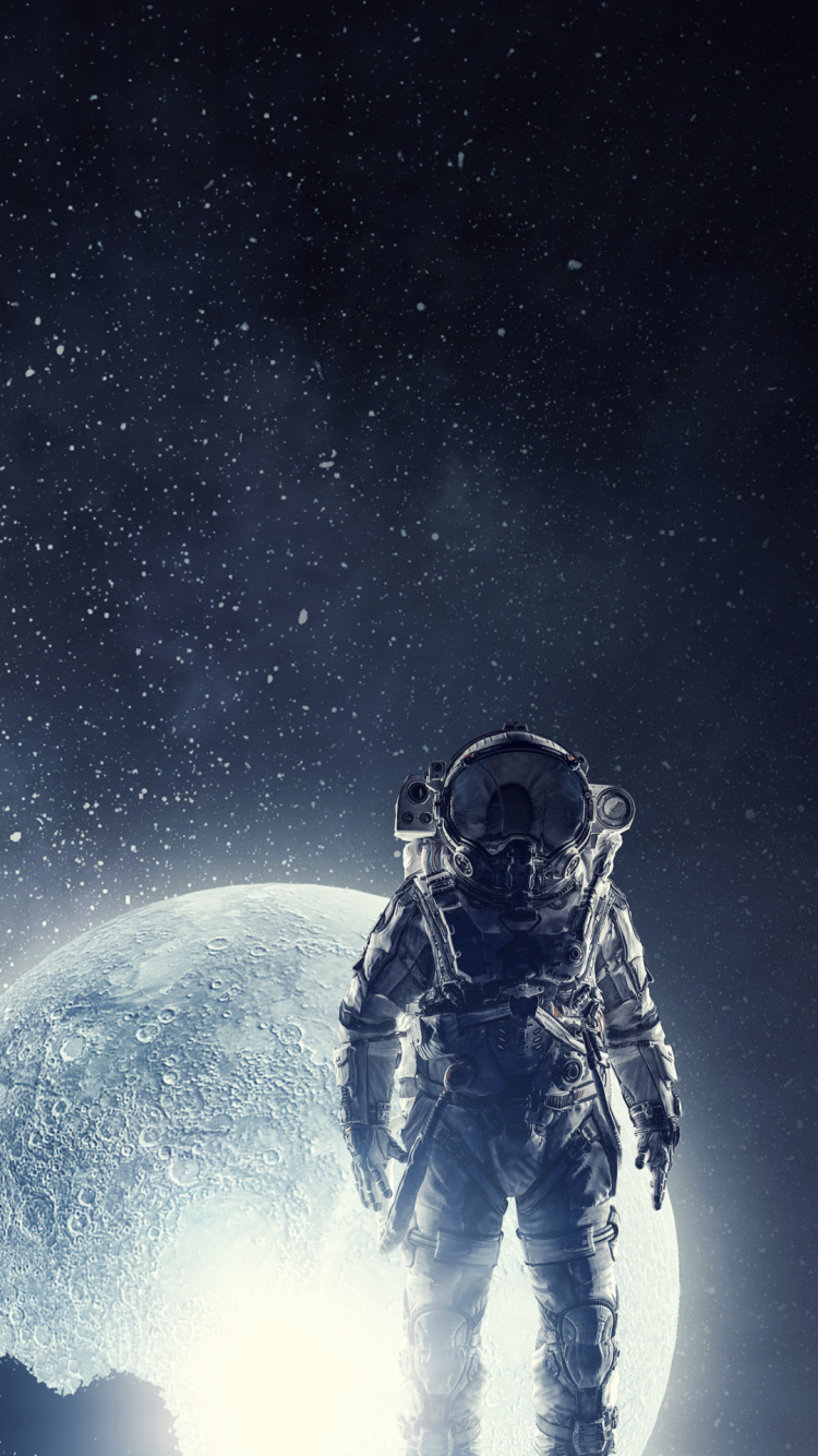 Обои Научная фантастика, астронавт, космическое пространство, телефон, атмосфера в разрешении 750x1334