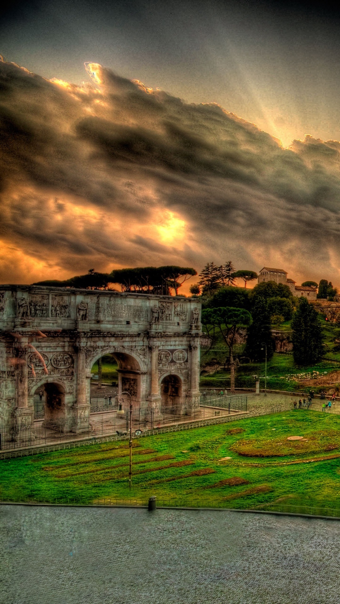 Обои Колизей, природа, облако, пейзаж, трава в разрешении 1080x1920