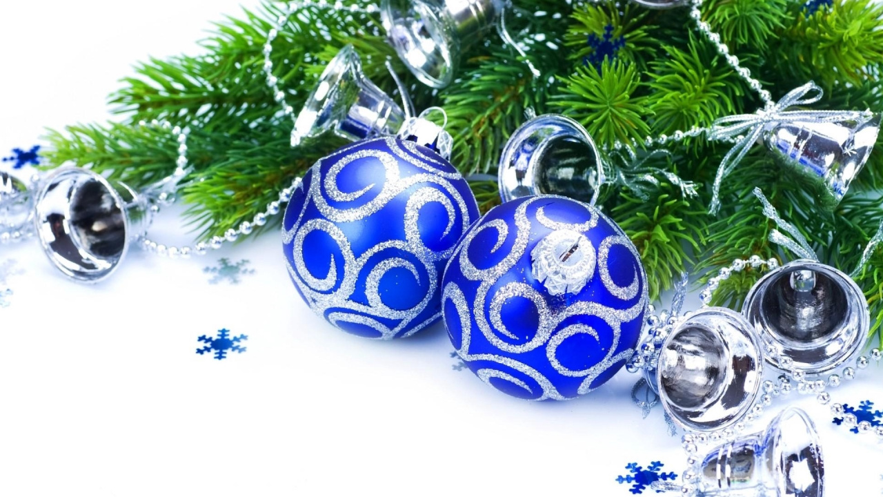 Обои Рождественский день, Рождественские украшения, рождественский орнамент, синий, Рождество в разрешении 1280x720