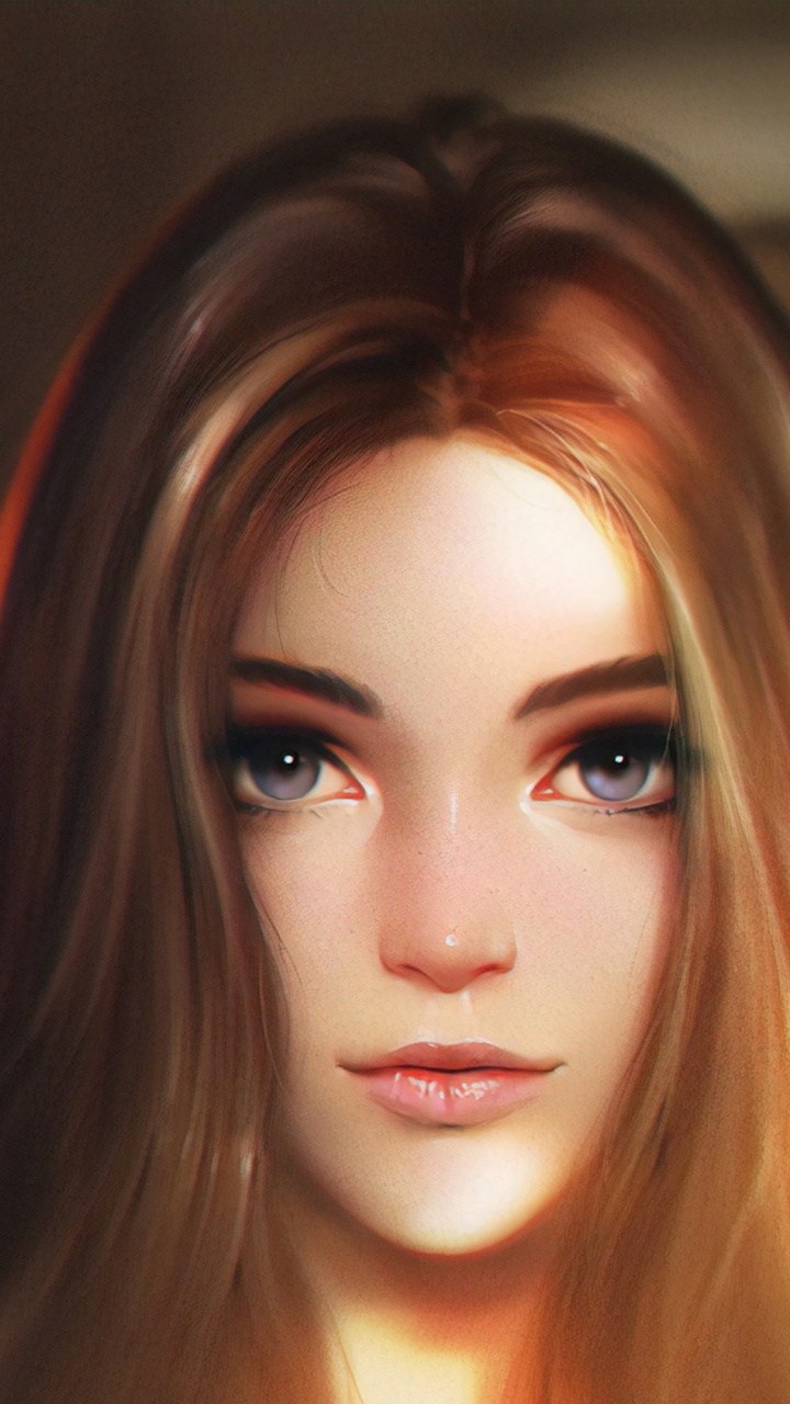 Обои лицо, рисование, губа, бровь, волосы в разрешении 720x1280