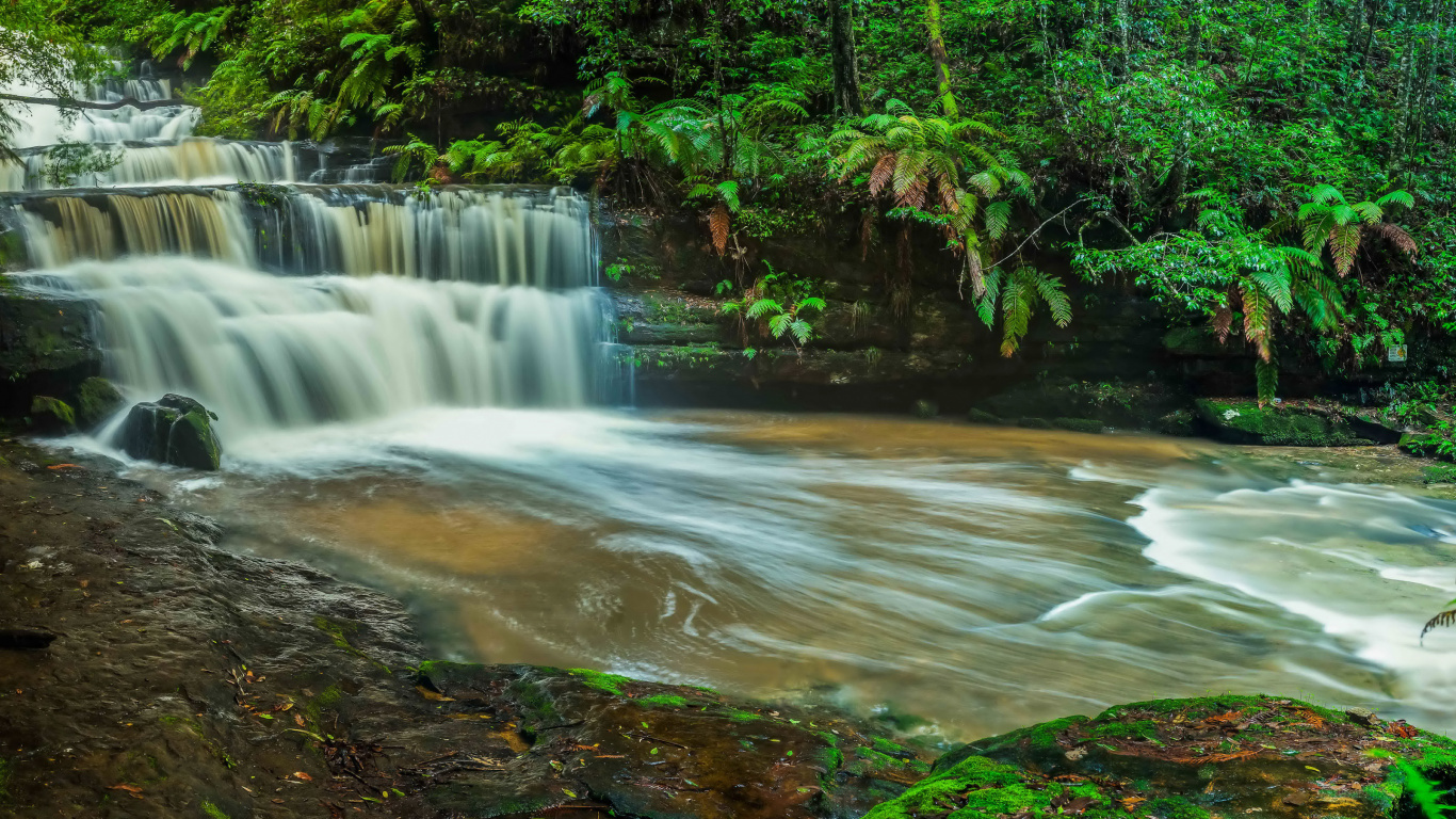 Обои водопад, водоем, гидроресурсы, природа, вода в разрешении 1366x768