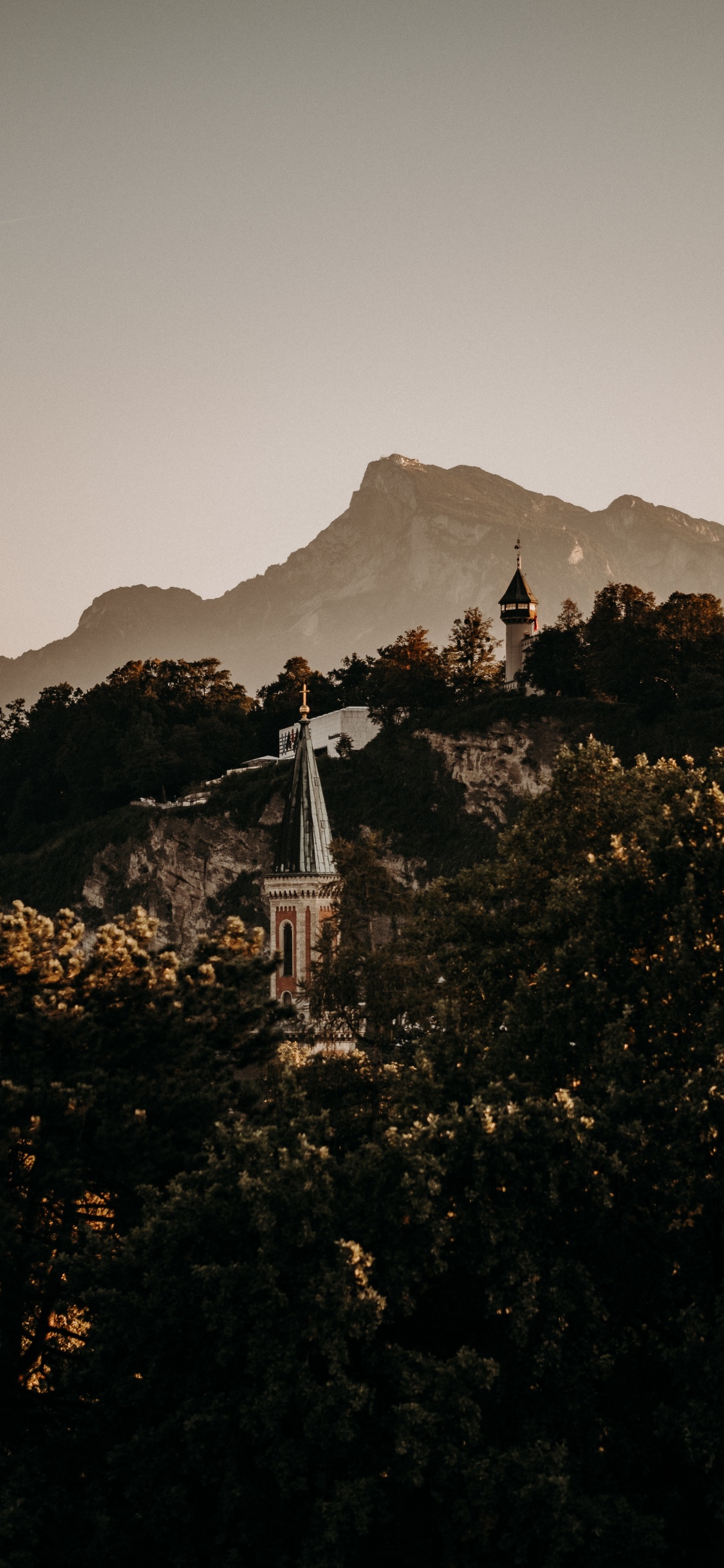 Обои гора, дерево, холм, облако, атмосфера в разрешении 1125x2436