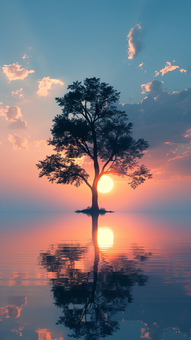 Обои послесвечение, облако, вода, атмосфера, дневное время в разрешении 750x1334