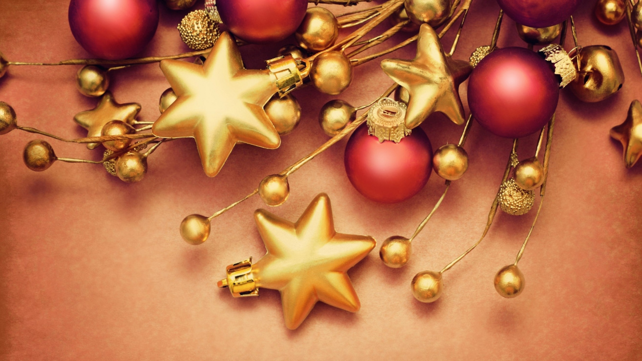 Обои Новый год, праздник, рождественский орнамент, Рождественские украшения, Рождественский день в разрешении 1280x720