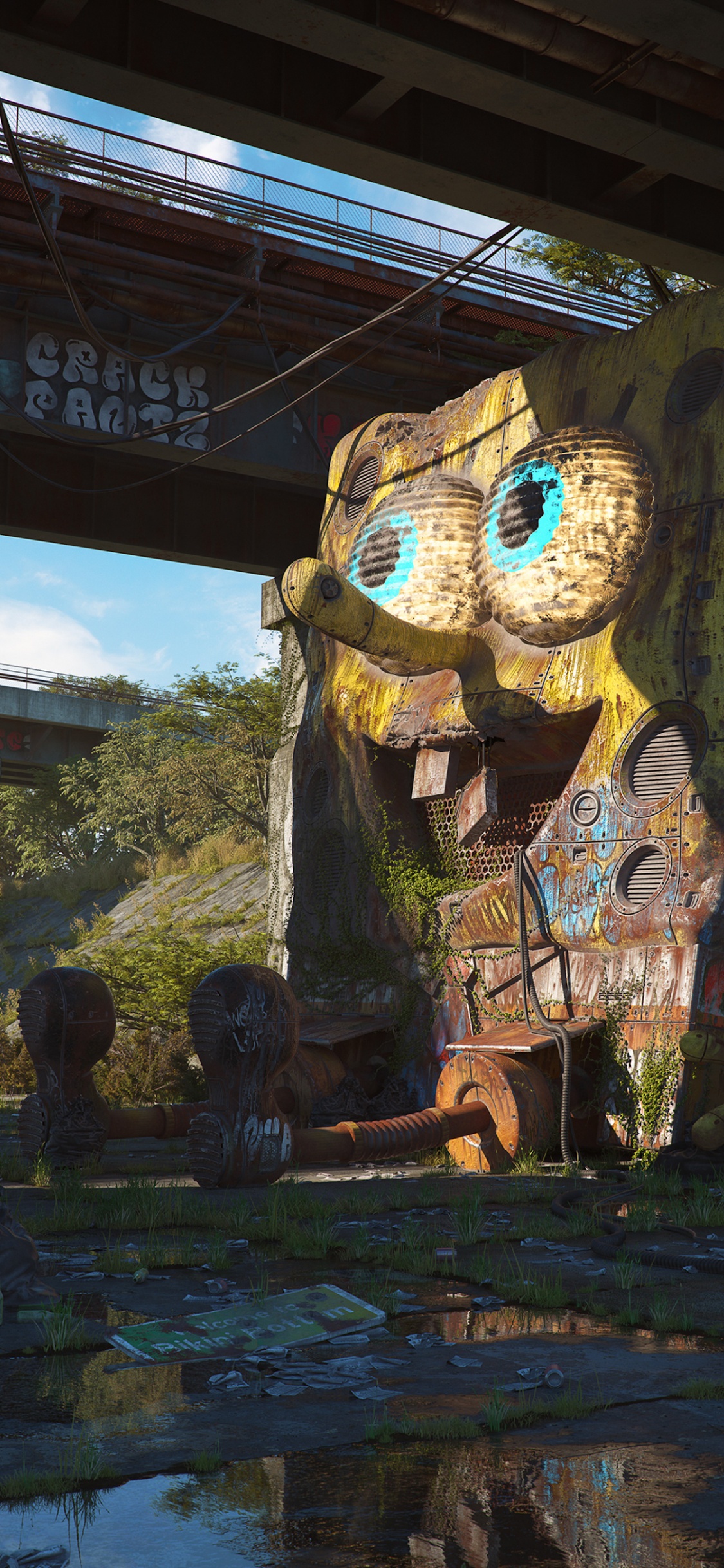 Обои грустный губка боб искусство, Спанч Боб Квадратные Штаны, Патрик Стар, Сквидвард Тентикалс, цифровое искусство в разрешении 1125x2436