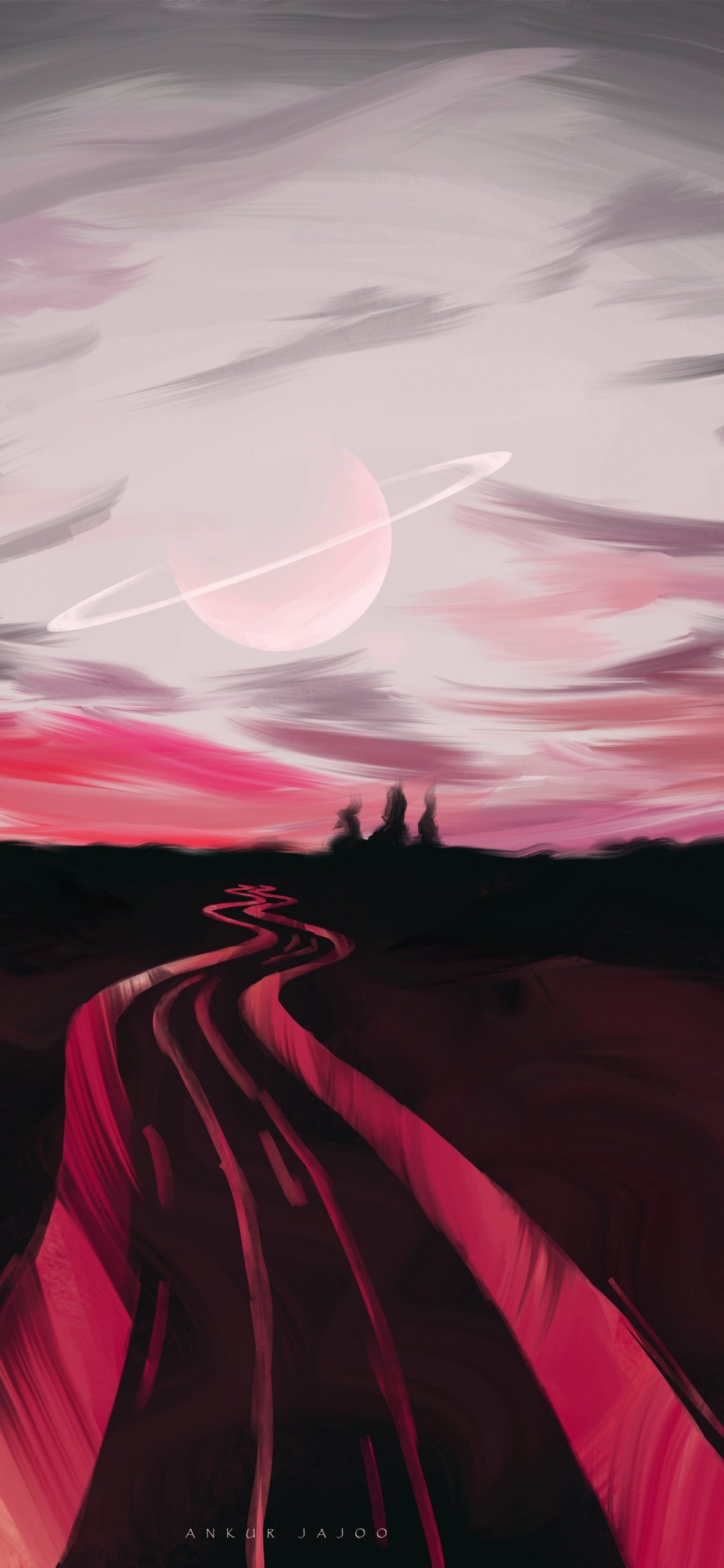 Обои облако, растение, природный ландшафт, послесвечение, закат в разрешении 1125x2436