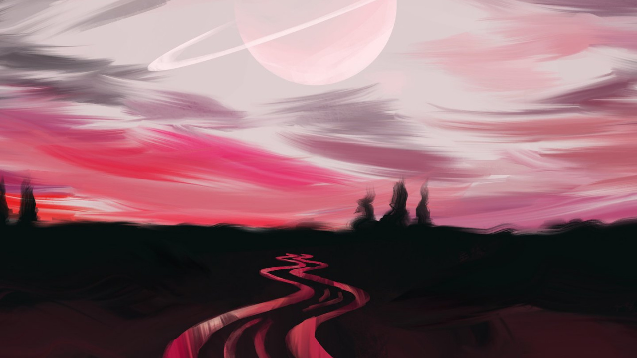 Обои облако, растение, природный ландшафт, послесвечение, закат в разрешении 1280x720