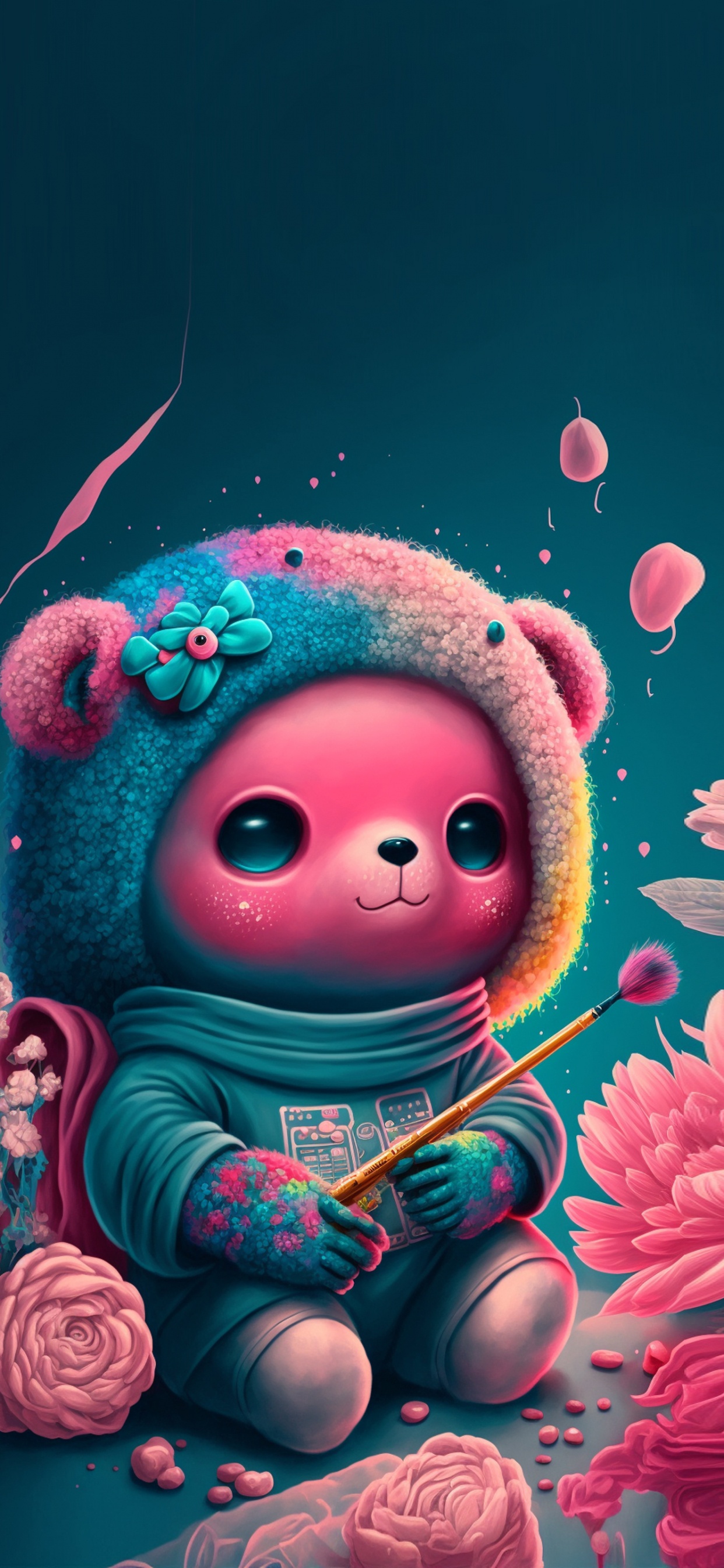 Обои арт, вода, розовый, Счастлив, красный цвет в разрешении 1242x2688