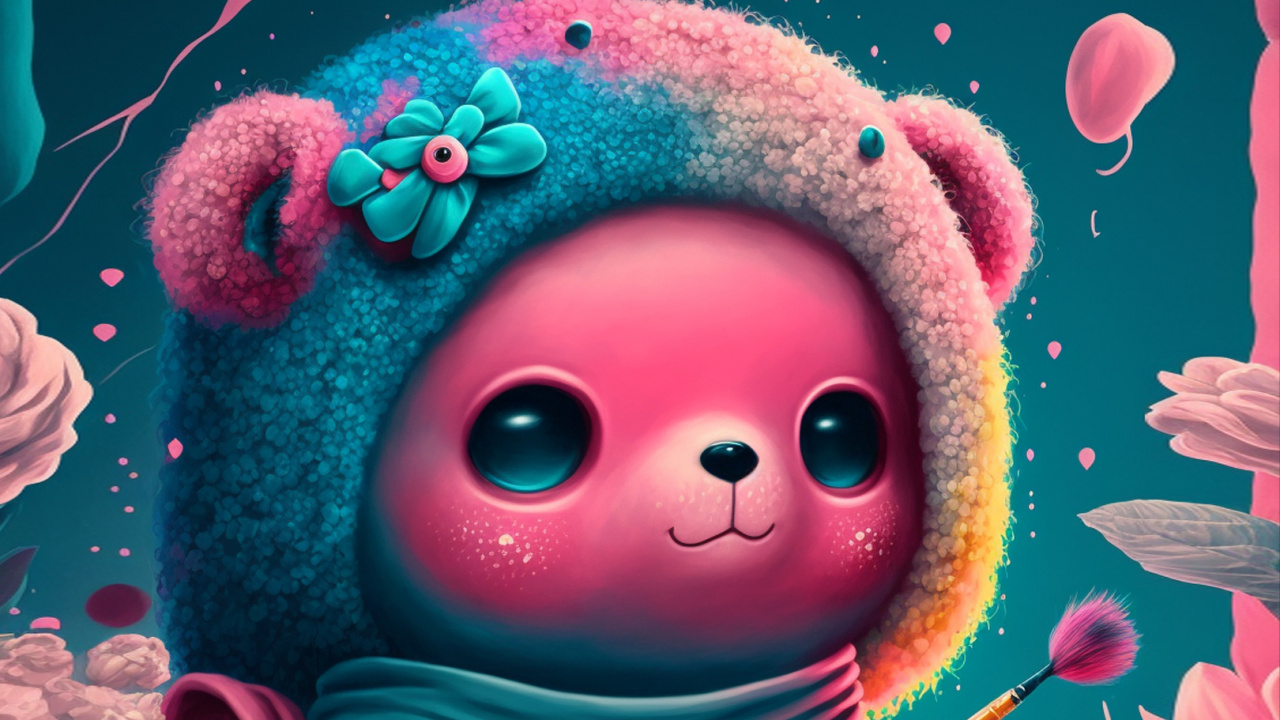 Обои арт, вода, розовый, Счастлив, красный цвет в разрешении 1280x720