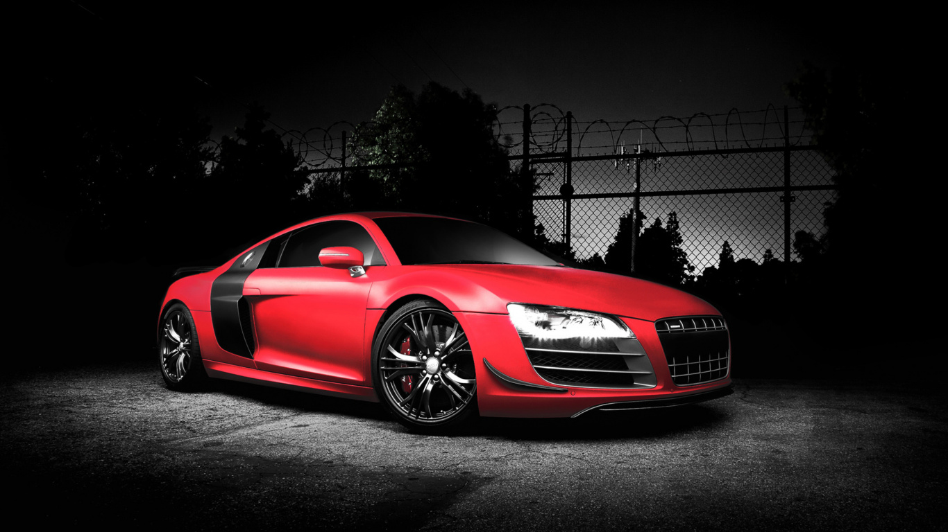 Обои audi r8, audi, авто, спорткар, красный цвет в разрешении 1366x768