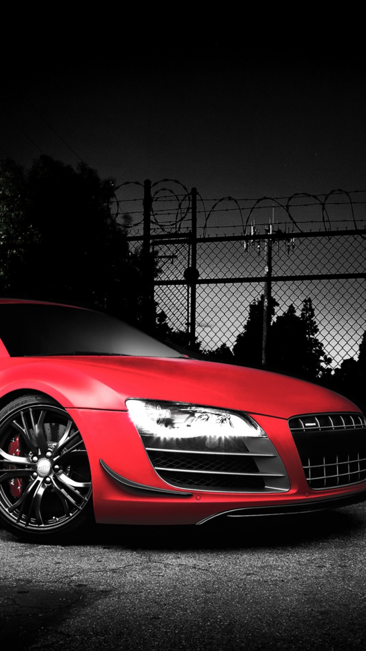 Обои audi r8, audi, авто, спорткар, красный цвет в разрешении 720x1280