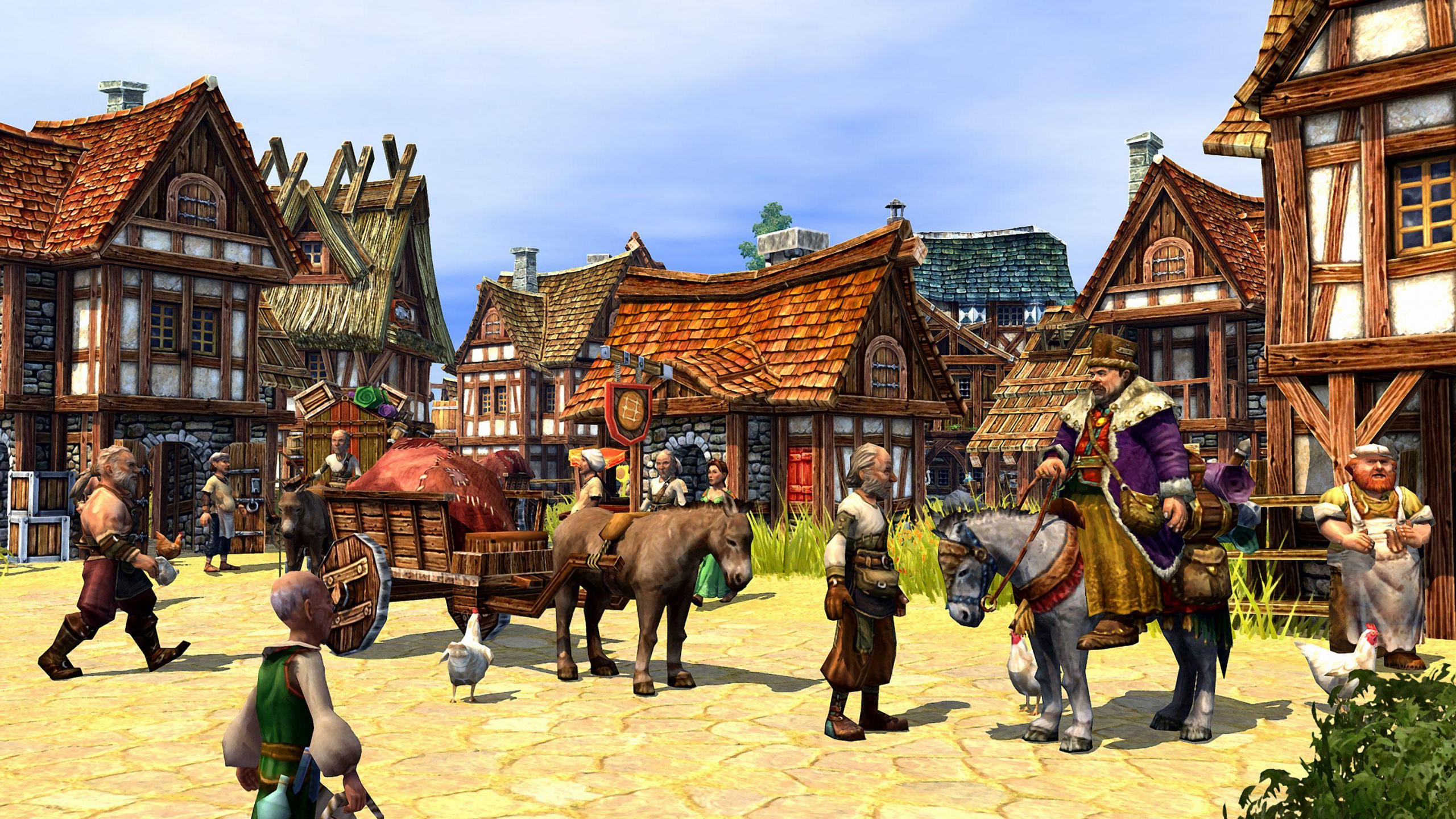 Обои поселенцы Расцвет империи, Поселенцы Онлайн, вьючное животное, средневековье, видеоигра в разрешении 2560x1440