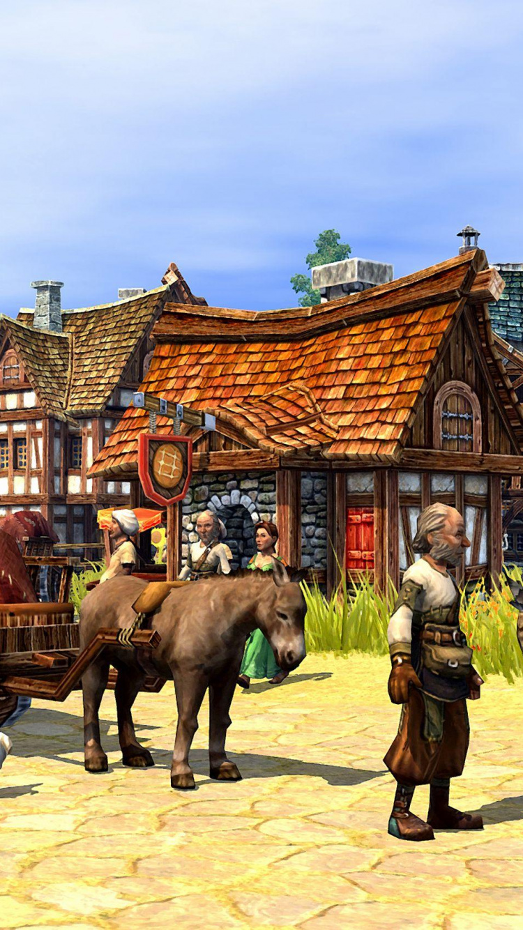 Обои поселенцы Расцвет империи, Поселенцы Онлайн, вьючное животное, средневековье, видеоигра в разрешении 750x1334