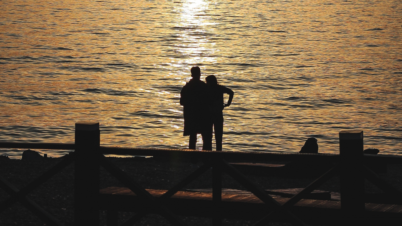 Обои закат, силуэт, горизонт, море, океан в разрешении 1280x720