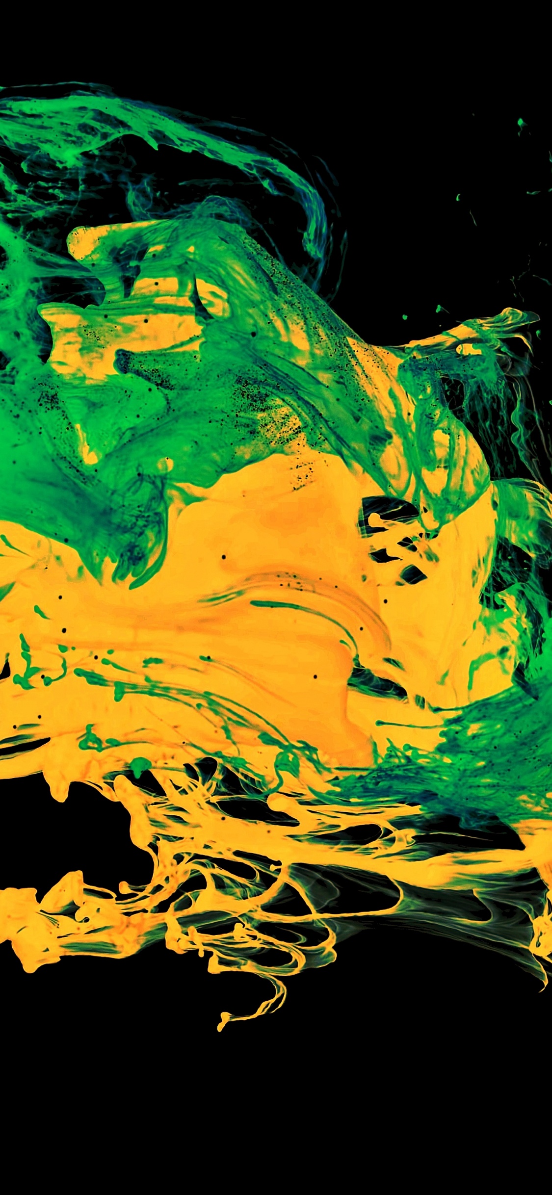 Обои OLED, яблоко, полночь зеленый, желтый, красочность в разрешении 1125x2436