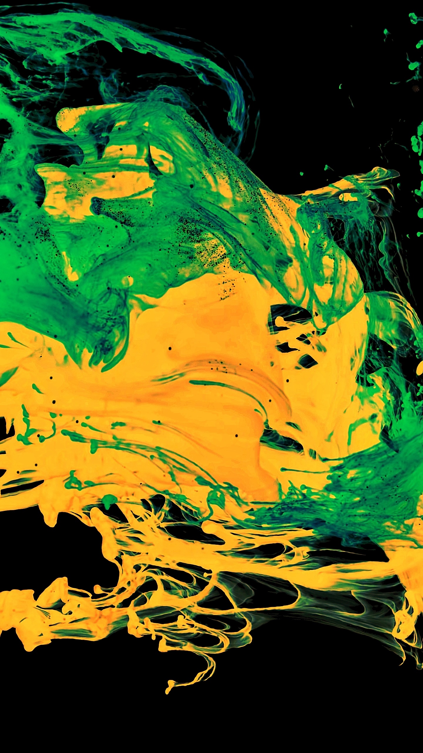 Обои OLED, яблоко, полночь зеленый, желтый, красочность в разрешении 1440x2560